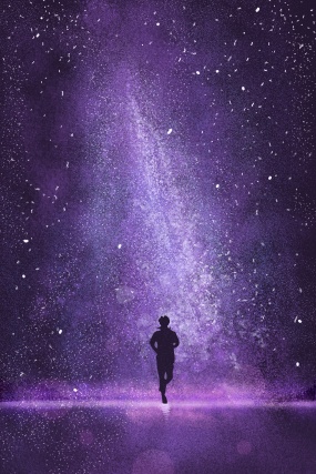 奔跑在唯美星空下图片